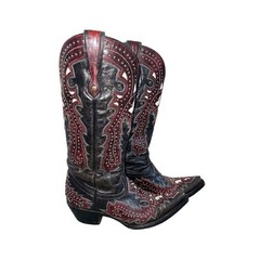 Womens Corral Vintage Collector’s Boots Size 8.5 Black and Red Studded