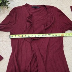 White House Black Market Maroon Waterfall Open-Front Cardigan, Size Small