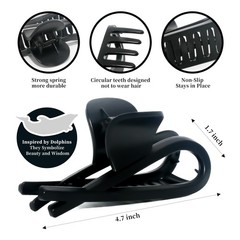 4.7 Inch Large Hair Claw Clips for Women, Strong Hold Claw Clips for Thick,Bl…