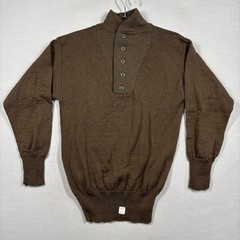 Vintage Military Henley Sweater L OD Green Wool Perfect Knitting Mills 1988 80s