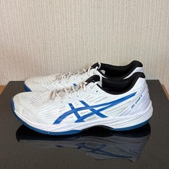 Asics Gel Game 9 Mens 12 Pickleball Sneakers White Steel Blue 960823 Lace Up