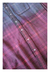 R13 26SS Reversible Shredded Seam Drop Neck Shirt purple multi/green Size S