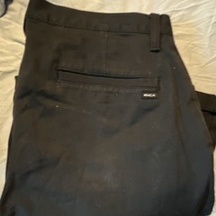 RVCA Men’s Black Chino Pants 34 Regular Slim Straight Leg Twill Cotton Zip