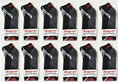 12 PAIRS Men’s BLACK Snap-On Ankle Socks LARGE *FREE SHIPPING* MADE IN USA *NEW*