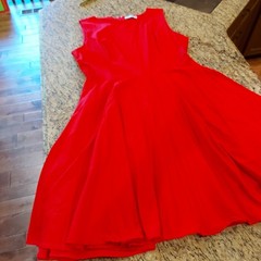 GRACE KARIN Women’s Red Sleeveless Midi Dress Size 3XL Cottton Blend Back Zip