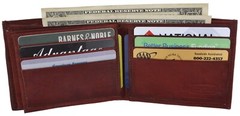 RFID Blocking Brown Genuine Leather Men’s Bifold Wallet 2 Center Flap New