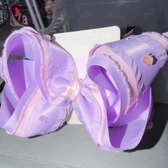 Girls Purple & Pink Striped Fabric Glitter Princess Hair Bow, One Size, Party