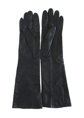 Vtg Lionel Le Grand Made In France Long Black Leather Gloves 15.5” Size 7 1/4