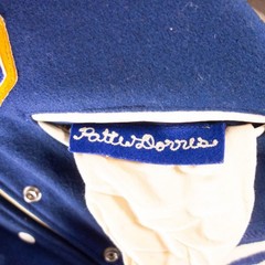 VTG Howe Varsity Letterman Jacket Size 36 Blue Wool Leather Slash Pockets READ