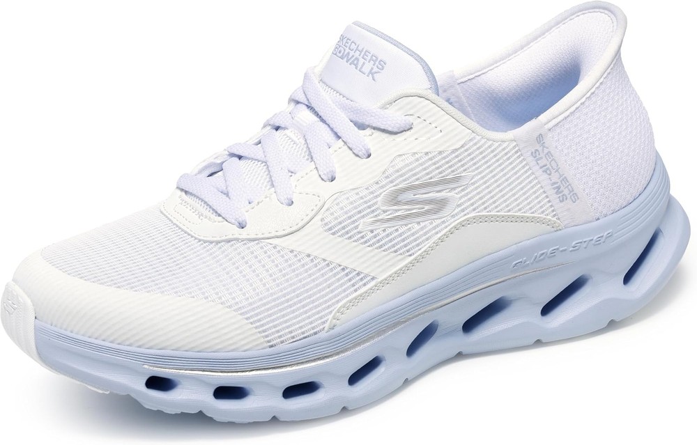 Skechers Women’s Go Walk Glide Step 2.0 Belah Hands Free – White/Lavender – 12 B