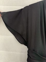 Gal Meets Glam Jane Black Crepe Midi Dress Front Bows Knot Flutter Sleeve Size 0