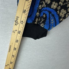 TOP NOTCH WOMEN’S VINTAGE PULLOVER SWEATER BLUE, BLACK & GOLD PAISLEY DESIGN XL