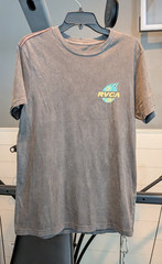 RVCA Pigment Dye Slim Fit Gray Graphic Logo Crew Neck T-Shirt Men’s M