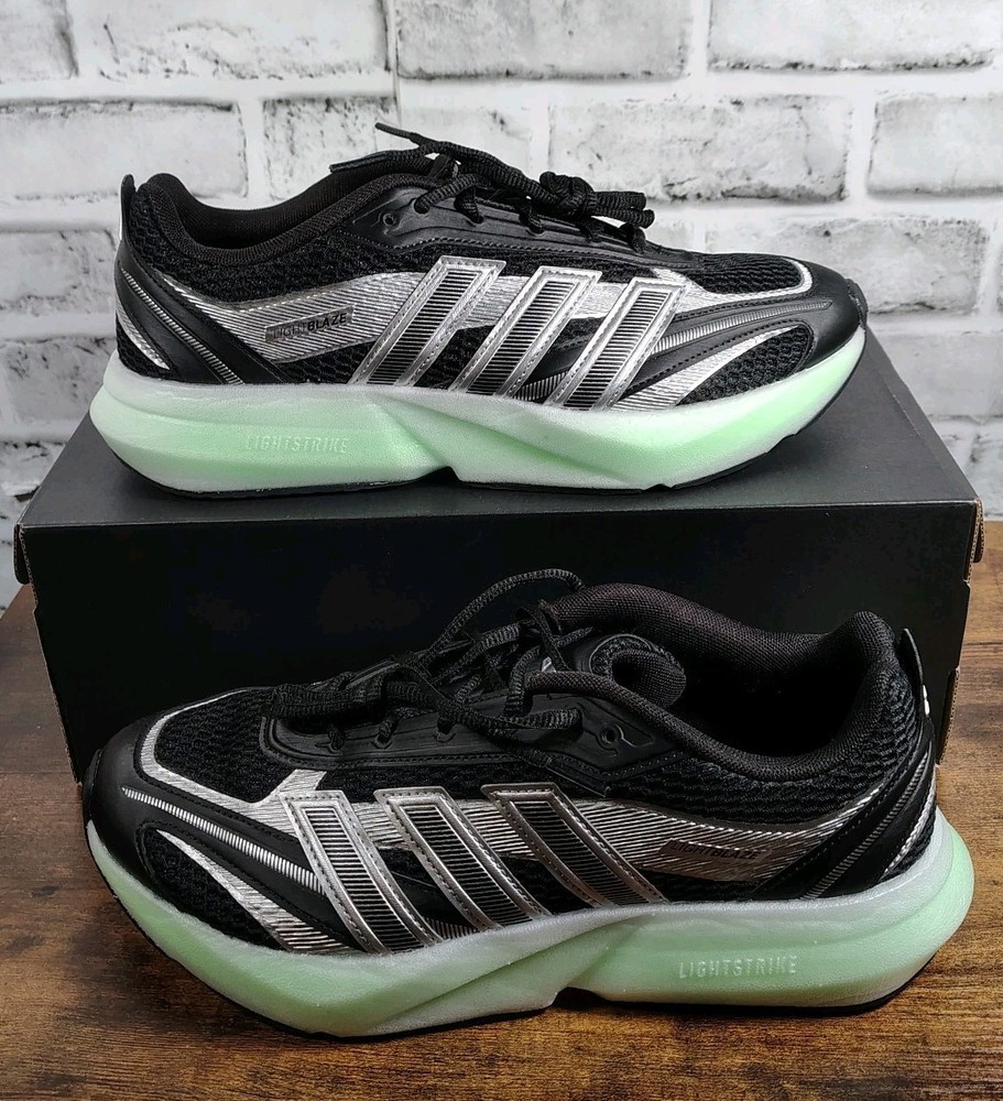 adidas Lightblaze Glow Core Black Silver Metallic Lime Burst JP6321 Men’s 9.5