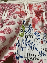 Boho Bloomers With Floral/Fauna Graphics On White Rayon Background-Gathered Legs