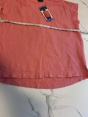 Splendid Women’s XS Linen Blend Blouse Coral Pink Short Sleeve Split Neck NWT