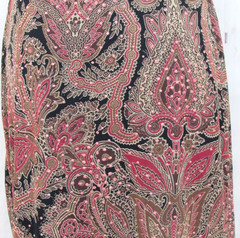 Vintage A. Byer Midi Length Skirt Straight Lined Muti Paisley Glitter Size L