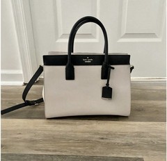 Kate Spade New York Beige/Black Satchel Top Handle Zip Bag w/ Detachable Strap
