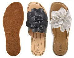 b.o.c. by Born Women’s Pretty Flowered Comfy Flat Slide Sandals, White and Black