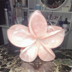 Large Pink Flower Hair Claw Clip, Marbled Plastic Spring Hair Accessory
