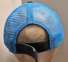 Korn Hat Distressed Ball Cap Hat Black & Neon Blue Mesh Hat