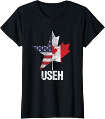 Half Canadian American USEH Canada USA Flag Ladies’ Crewneck T-Shirt