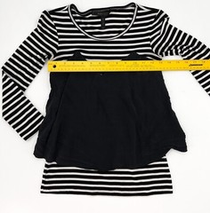 BCBG Maxaria Shirt Womens XXS Extra Extra Small Black Striped Silk Overlay
