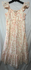 And Now This Pink/Ivory Floral Square Neck Smocked Ruffle Dress PM