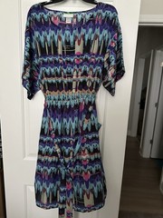 Tessuto Multicolor Geometric Sundress Women’s Plus Size 2X 3/4 Sleeve Scoop