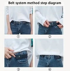 2 Pack No Buckle Elastic Belt Invisible Loop Belt for Jeans Pants