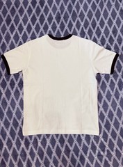 POLHAM Men’s Graphic Print Ringer T-Shirt White/Black Crew Neck S/S M