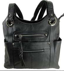 Black Leather Locking Concealment Purse – CCW Concealed Carry Gun Bag