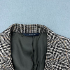 BROOKS BROTHERS 100% CAMEL HAIR Mens 42 Gray/Black Houndstooth Button Blazer