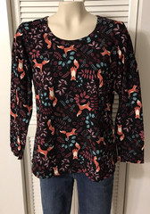 Christopher & Banks Women’s Sz XL All-Over Fox Print Long Sleeve Top NWT $44.95