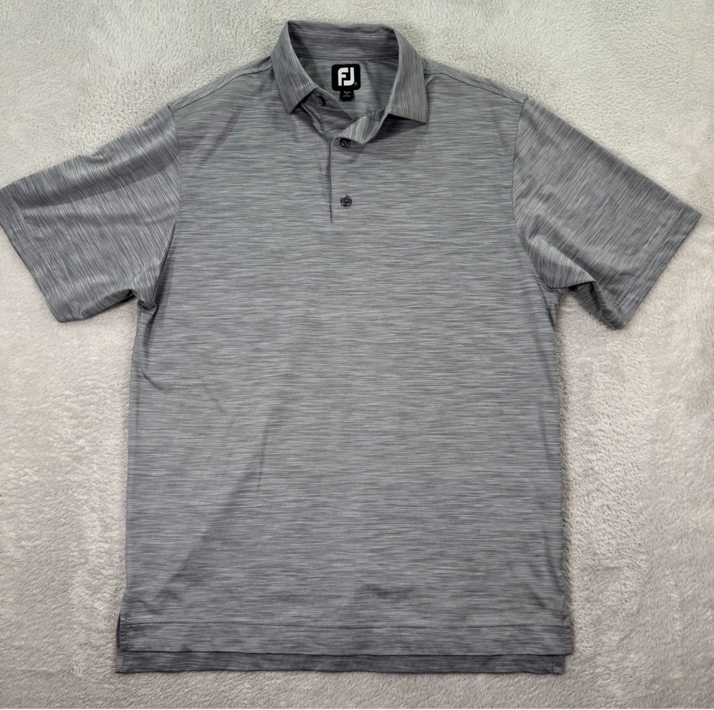 FootJoy Mens Medium Golf Polo Shirt Gray Short Sleeve Athletic Fit Preppy Casual