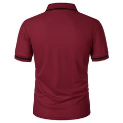 Men’s Short Sleeve Polo Shirt, Solid Color Casual T-Shirt with Pockets