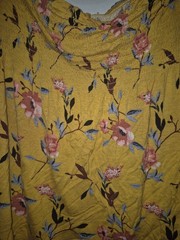 Junior’s Rewind Yellow Floral Empire Waist Off Shoulder Boho Top Size Medium