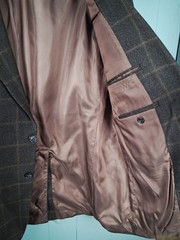 Jack Victor Wool Jacket Blazer Brown Plaid Men 42R Regular Windowpane Check