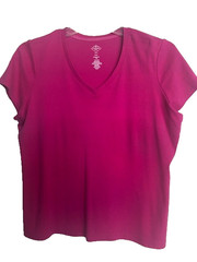 St Johns Bay Petite PXL Fushia Essential Cotton Tee Shirt Women