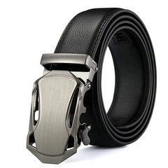 Genuine Leather Ratchet Belt for Men Adjustable Automatic Buckle Belt