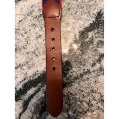 Leather Man Ltd Soccer Motif Belt Mens 30 Navy Blue Surcingle Brass Preppy USA