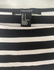 Forever 21 Black White Striped Boat Neck Long Sleeve Bodycon Short Dress S