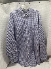 Roundtree & Yorke 100% Cotton Button Down Shirt. Purple Gingham Size 3 X LS(6)