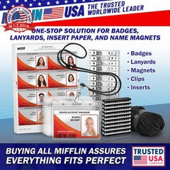 Mifflin-USA Horizontal ID Name Badge Holder (Clear, 3.5×2.25 Inches, 100 Pack),