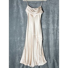 Selfie Leslie Satin Champagne Cowl Neck Maxi Bias Cut Slip Dress 90s Wedding