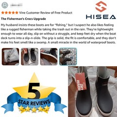 HISEA Men’s Deck Boots Ankle Rain Boots Waterproof Rubber Sailing Fishing Boots