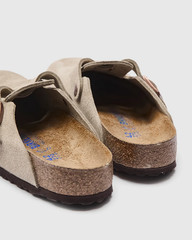 Men’s Birkenstock Boston Soft Footbed Wide Suede Clog – Taupe