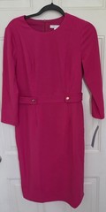 London Times Womens Pink Round Neck Dress With 3/4 Sleeves Size 8 NWT