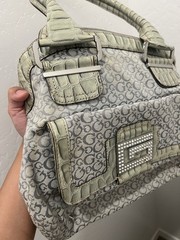 GUESS Vintage Y2K Green/Gray Logo Bag Rhinestone
