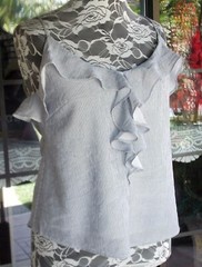 Ruffle Trim Lined Wishlist Apparel Striped Cami Shirt Sz. L 40″ Bust